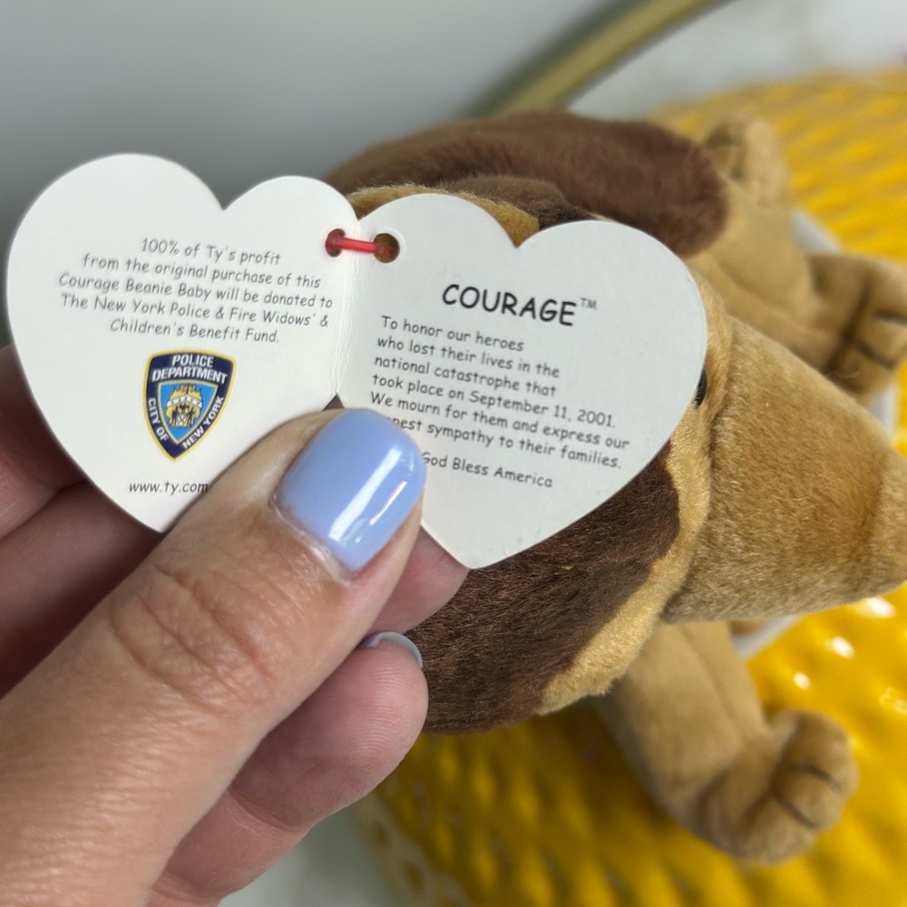 TY BEANIE BABY 9/11 TRIBUTE "COURAGE" THE DOG NYPD NYFD 2001 NWT - Picture 5 of 5